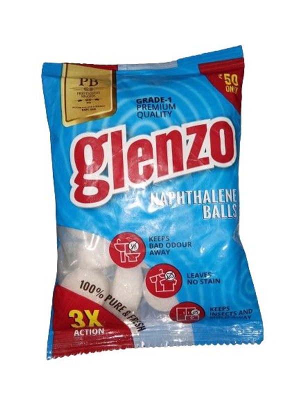 Glenzo Glenzo Naphthalene Balls Keeps Bad Odour Awar Leaves No Stain Keeps Insects And Mold Away - 100 GM