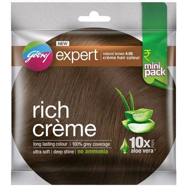 Godrej Expert Rich Creme Long Lasting Colour 100% Grey Coverage Ultra Soft Deep Shine - 12 Ml, Natural Brown 4.00
