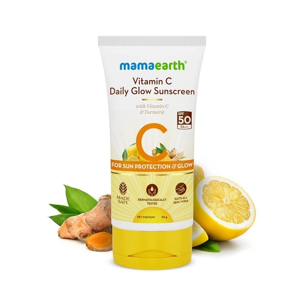 Mamaearth Vitamix C Daily Glow Sunscreen With Vitamin C & Turmeric - 50 GM
