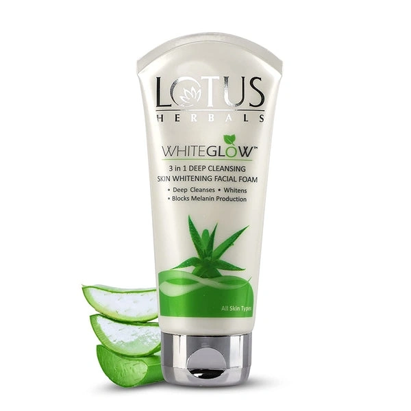 Lotus Herbals Whiteglow 3 In 1 Deep Cleansing Skin Whitening Facial Foam - 100 GM