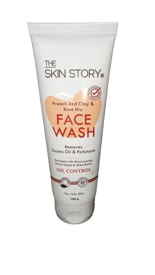 The Skin Story French Red Clay & Rose Hip Face Wash Removes Excess Oil & Pollutants Oil Control - 100 Ml