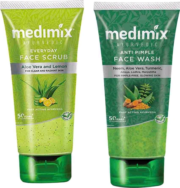 Medimix Ayurvedic Face Wash+Face Scrub Combo - 100 Ml