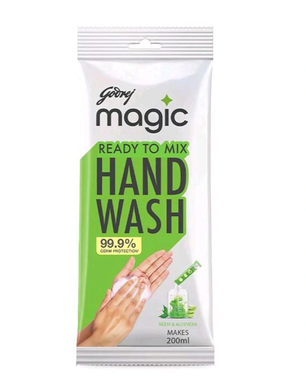 Godrej Magic Hand Wash 99.9% Germ Protection Neem & Aloevera Makes 200 Ml - 9 GM