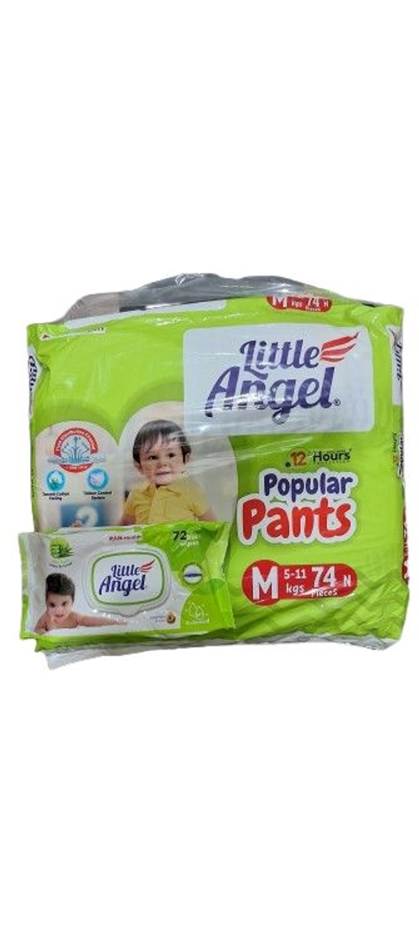 Little Angel Popular Pants & Free Wipes  - M 74 Pieces