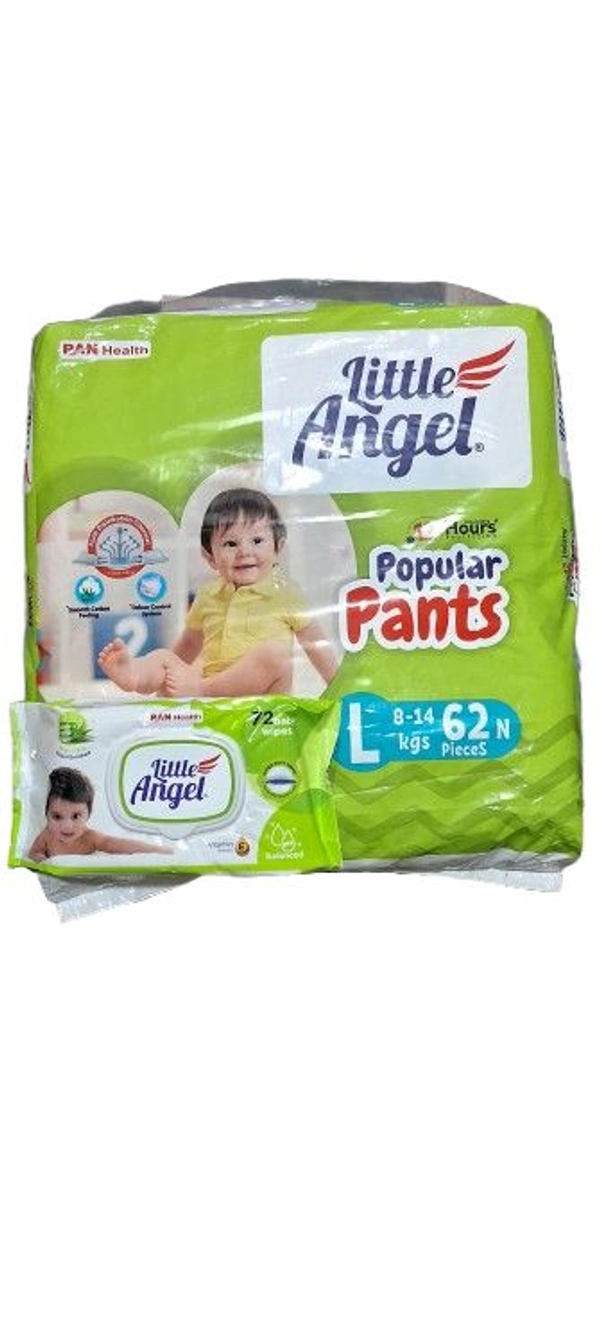 Little Angel Popular Pants & Free Wipes  - L 62 Pieces