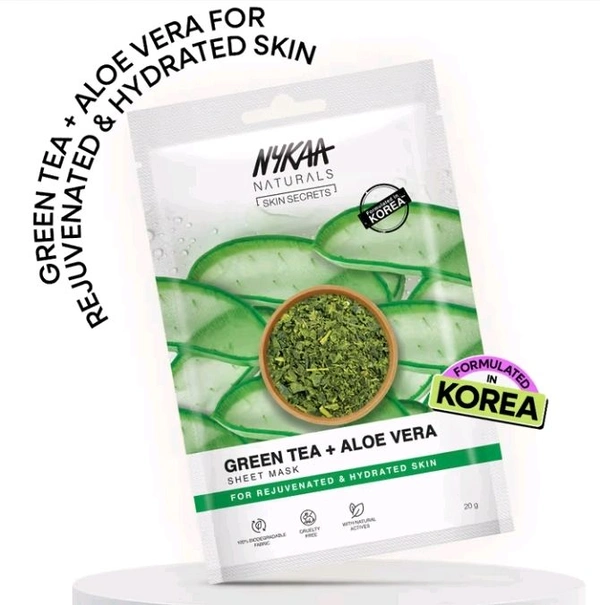 Nykaa Green Tea + Aloe Vera Sheet Mask 