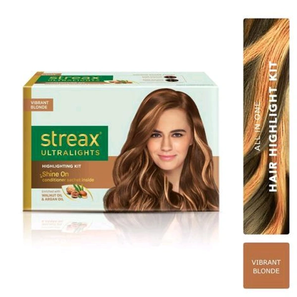 Streax Ultralights Highlighting Hair Colour Kit Semi Permanent Hair Colour For Women And Men 2 Vibrant Blonde - 40 Ml