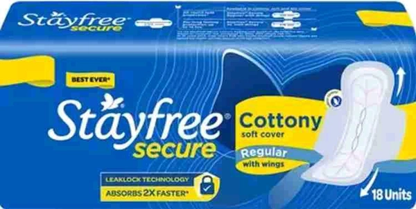 Stayfree Secure Cottony Soft Cover Regular With Wings 18 Units - 18 Units
