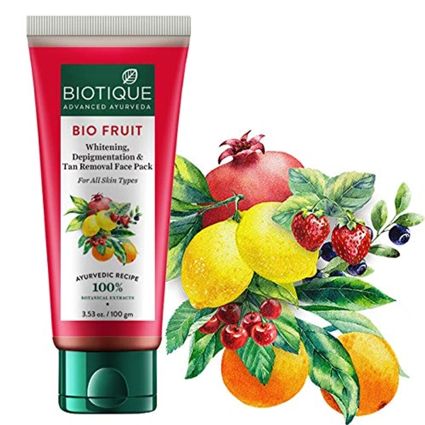 Biotique Advanced Ayurveda Brightening Depigmentation & Tan Removal Fruit Face Pack - 100 GM