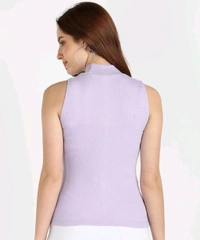Womens Tank Top High Neck Cotton Top Stylish Women Top - Lavender, M