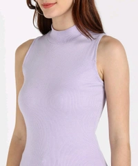 Womens Tank Top High Neck Cotton Top Stylish Women Top - Lavender, L