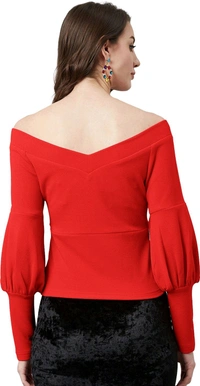 Casual Regular Sleeves SolidWomen Multicolor Top - Red, L