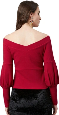 Casual Regular Sleeves SolidWomen Multicolor Top - Maroon, L