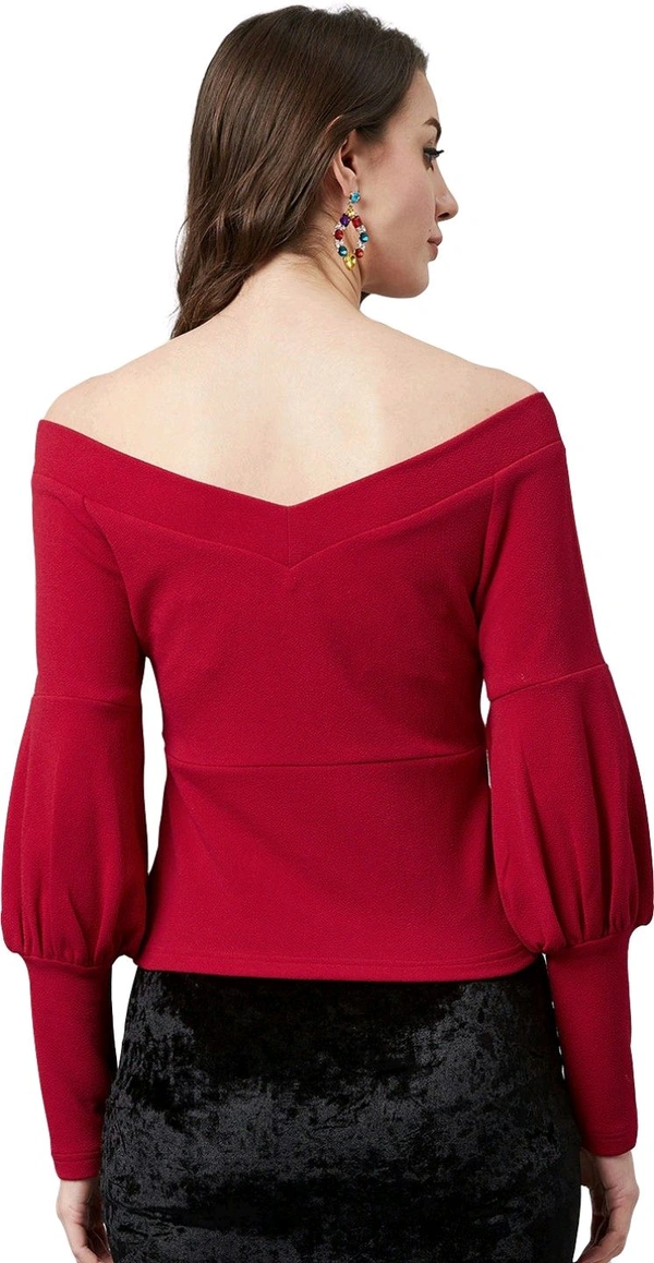 Casual Regular Sleeves SolidWomen Multicolor Top - Maroon, L