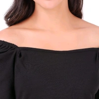 Women's Casual Stylish Peplum Top with Puffed Sleeves - Black, S