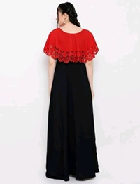 Women's Crepe Solid Sleeveless Full Length Gown - Red, L