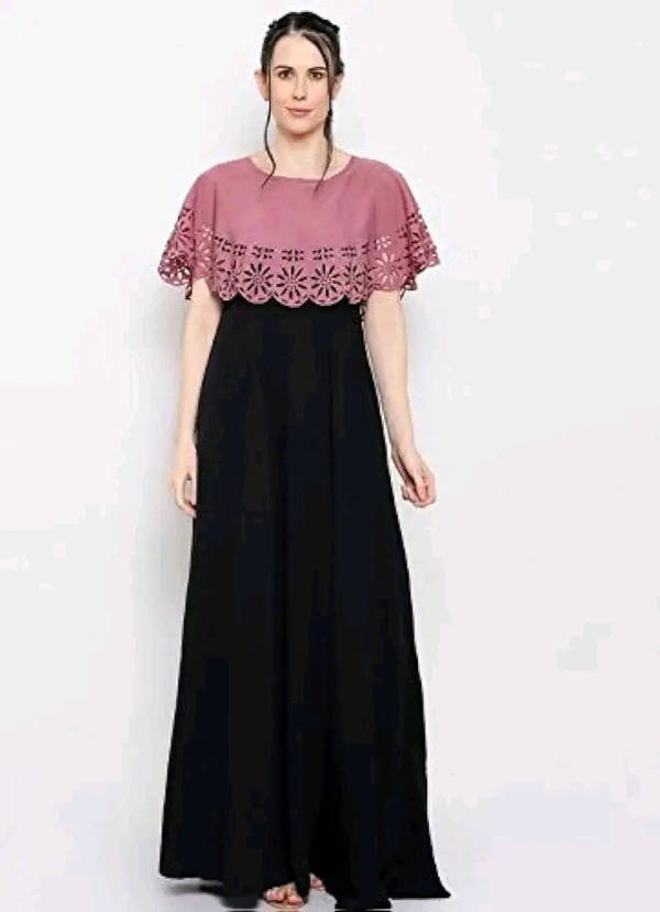 Women's Crepe Solid Sleeveless Full Length Gown - Puce, L