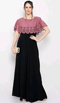 Women's Crepe Solid Sleeveless Full Length Gown - Puce, L