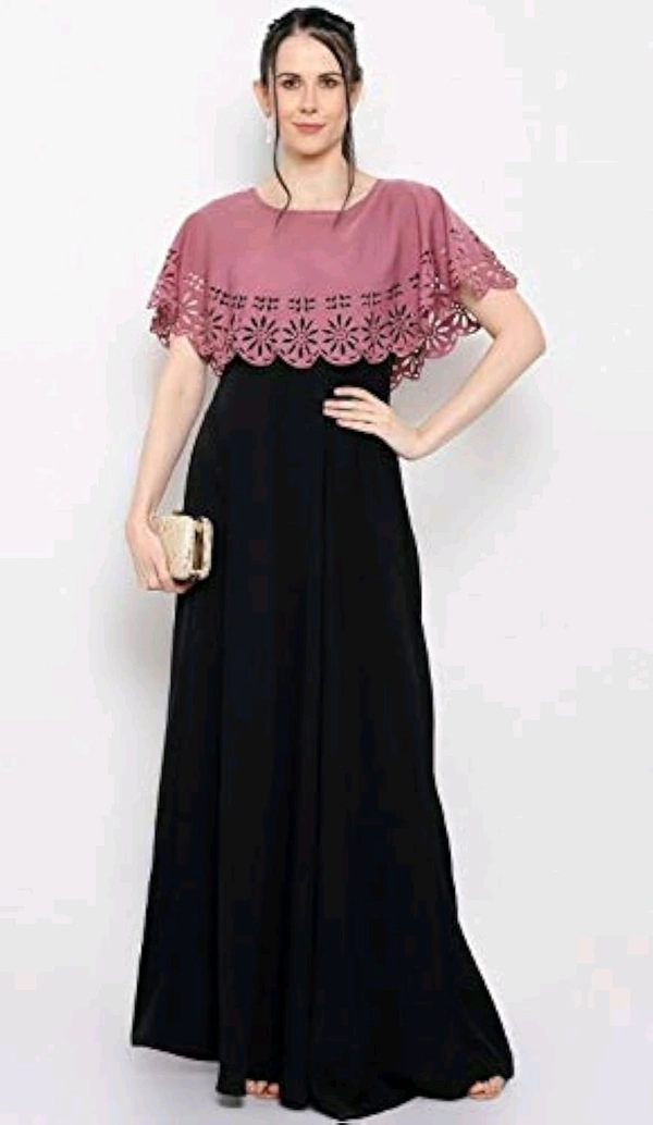 Women's Crepe Solid Sleeveless Full Length Gown - Puce, XL