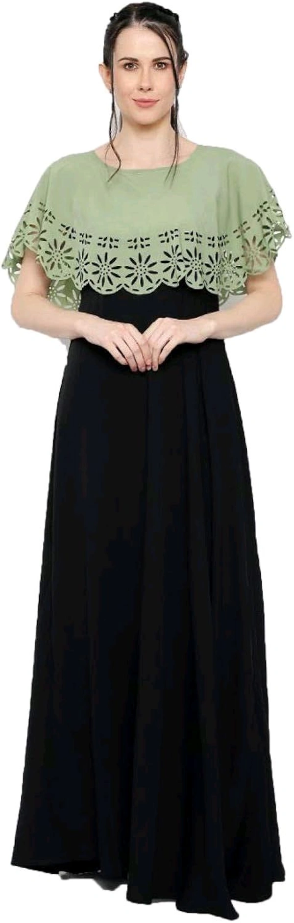 Women's Crepe Solid Sleeveless Full Length Gown - Schist, 2XL