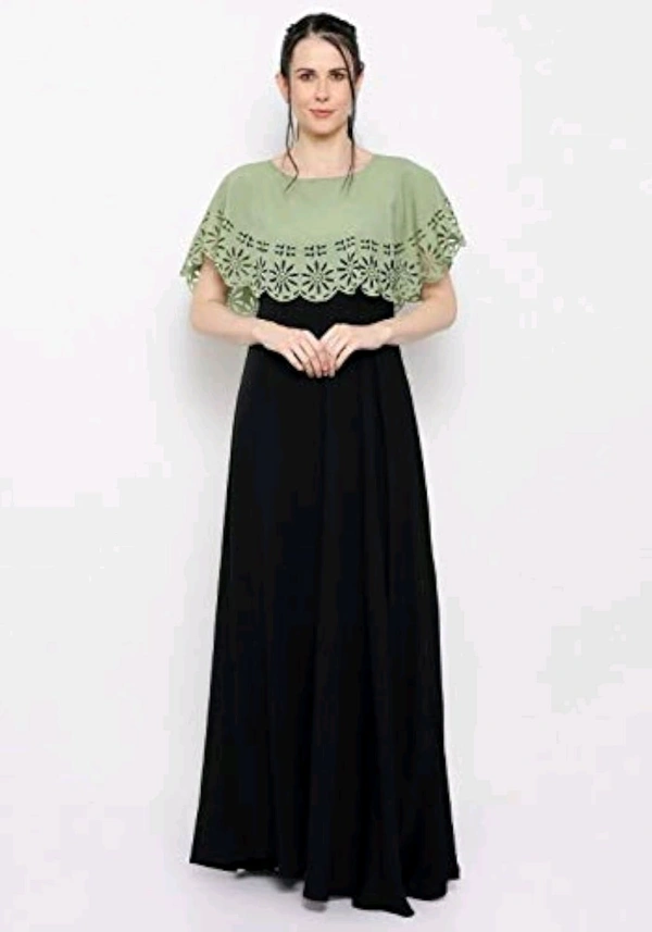 Women's Crepe Solid Sleeveless Full Length Gown - Schist, 2XL