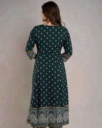 Women Viscose Rayon Kurta. Pant Dupatta Set - Timber Green, L