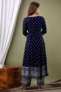 Women Viscose Rayon Kurta. Pant Dupatta Set - Black Rock, 2XL