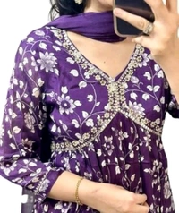 Women's Rayon Alia Cut Kurta Pant Dupatta Set - Eminence, S