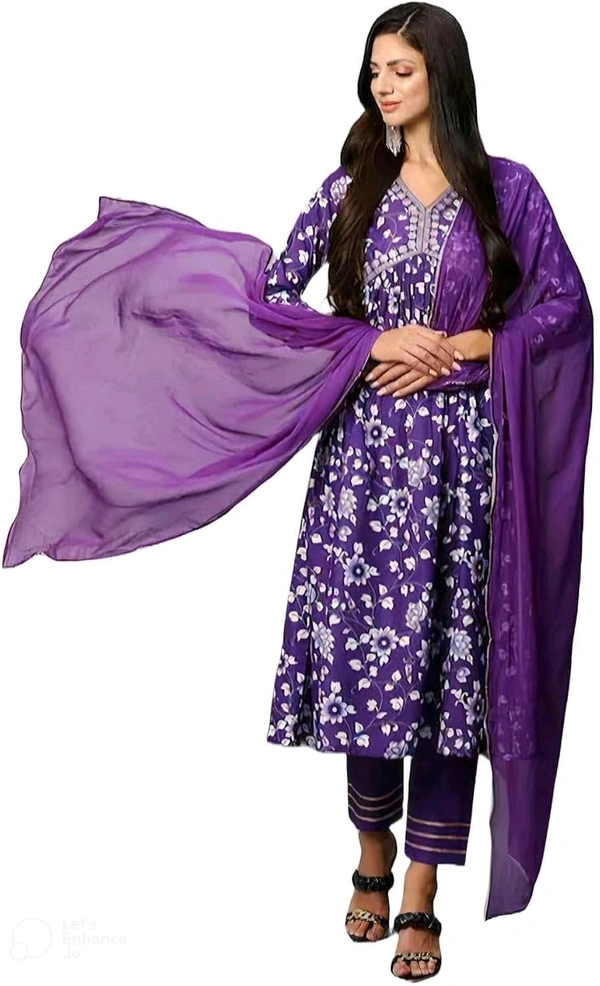 Women's Rayon Alia Cut Kurta Pant Dupatta Set - Eminence, 2XL