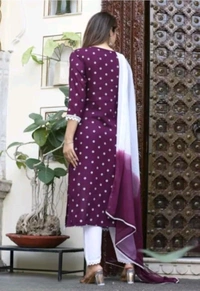 Rayon Embroidered Kurta Set With Dupatta - purple, M