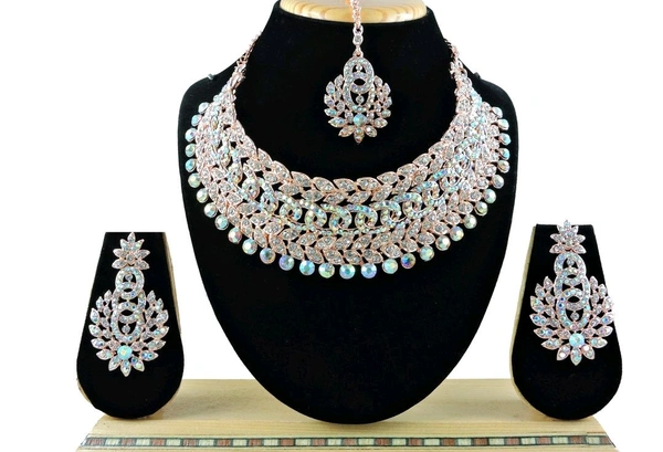 Alloy Gold-plated White Jewel Set (Pack of 1) - RoseRainbow