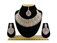 Alloy Gold-plated White Jewel Set (Pack of 1) - Rose white