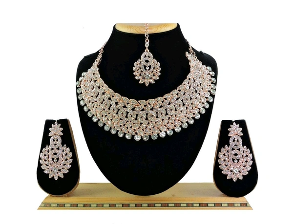 Alloy Gold-plated White Jewel Set (Pack of 1) - Rose white