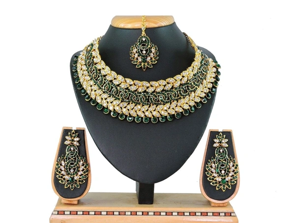 Alloy Gold-plated White Jewel Set (Pack of 1) - Green