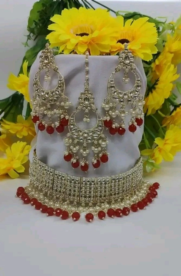 Alloy Gold-plated Pink Jewel Set (Pack of 1) - maroon