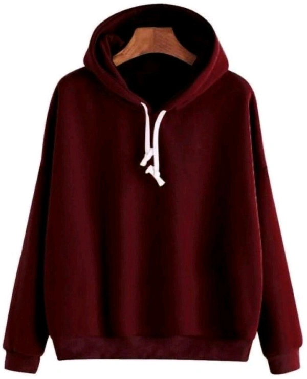 Men Full Sleeve Solid Hooded Sweatshirt - maroon, M