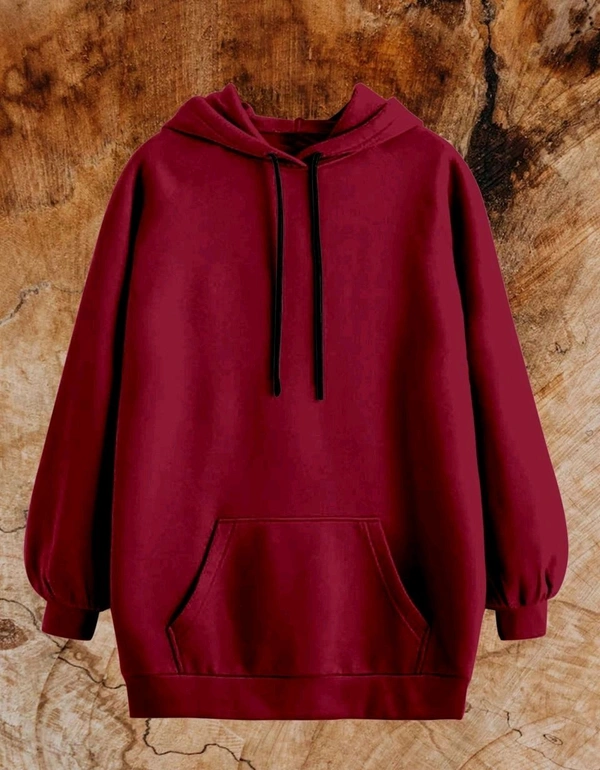 Men Full Sleeve Solid Hooded Sweatshirt - Burnt Maroon, 2XL