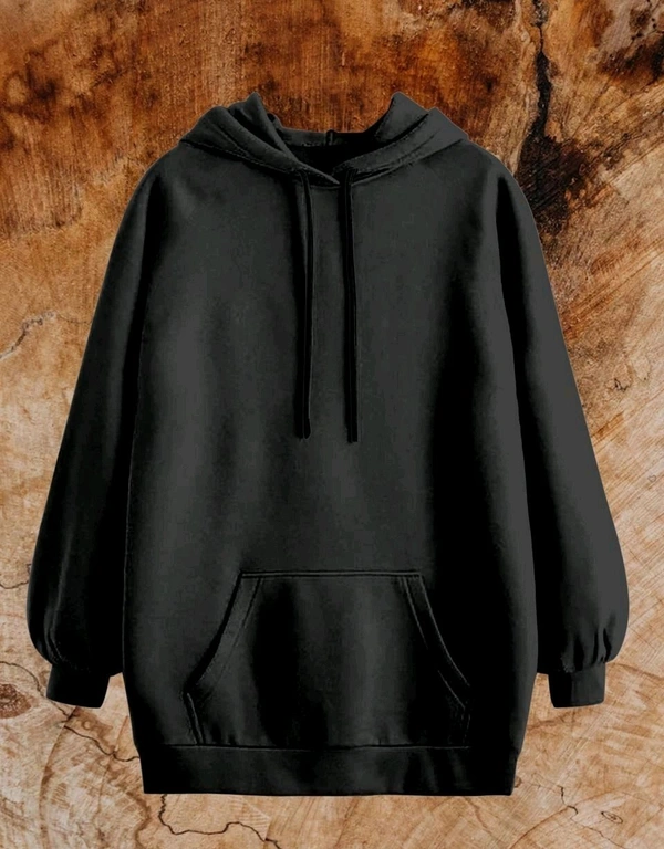 Men Full Sleeve Solid Hooded Sweatshirt - Black, 3XL