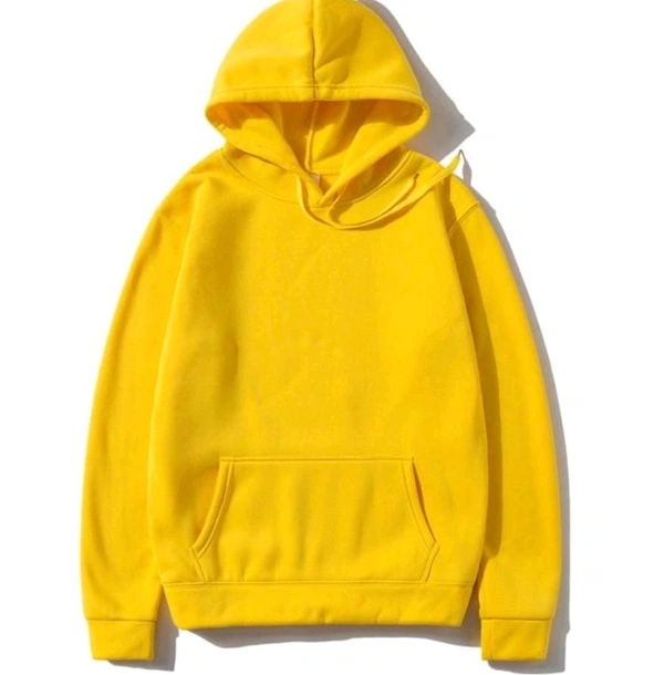 Men Full Sleeve Solid Hooded Sweatshirt - yellow, 3XL