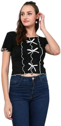 Casual Regular Sleeves Self Design Women Pink Top - Black, M