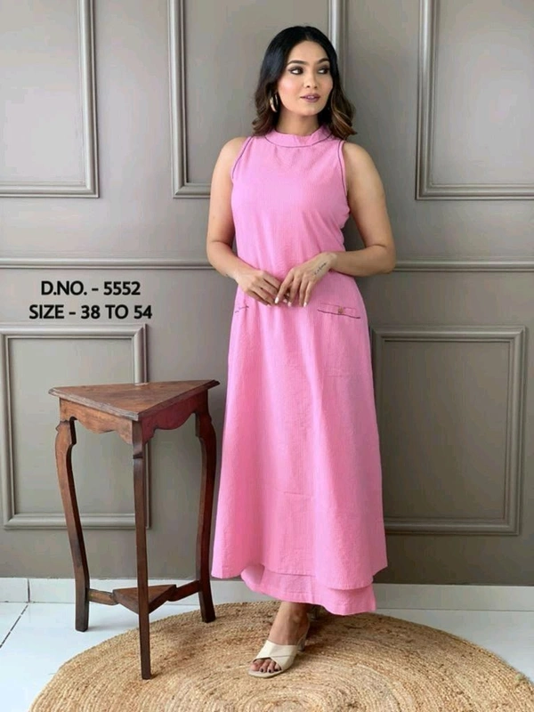 Mehendi Halter Neck Kurta & Cotton Culottes - pink, M