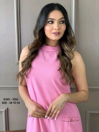 Mehendi Halter Neck Kurta & Cotton Culottes - pink, M