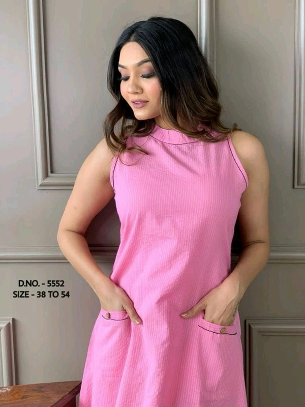 Mehendi Halter Neck Kurta & Cotton Culottes - pink, M