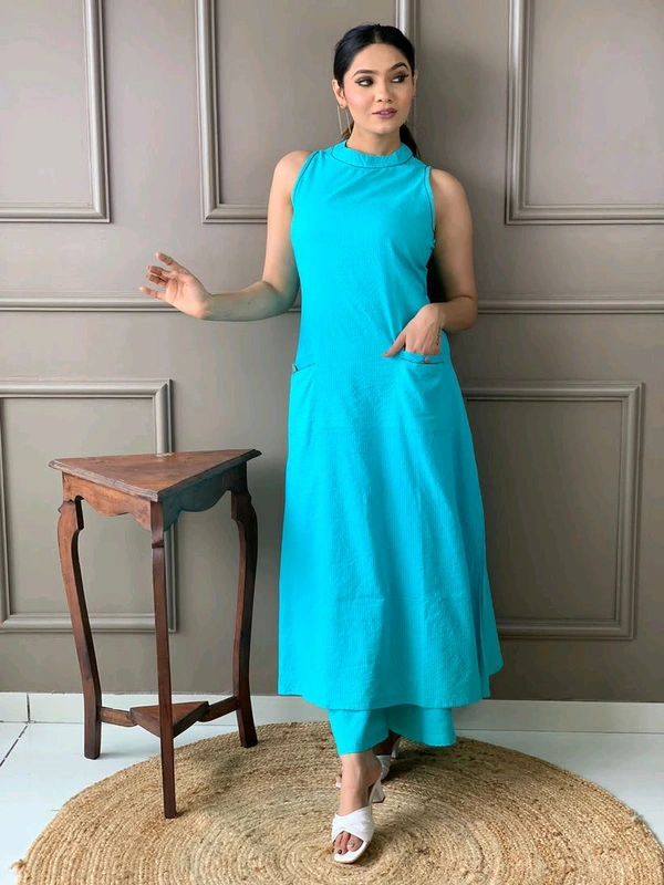 Mehendi Halter Neck Kurta & Cotton Culottes - Scooter, M