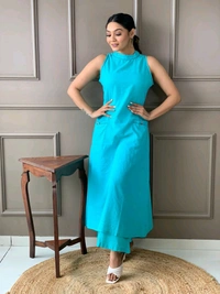 Mehendi Halter Neck Kurta & Cotton Culottes - Scooter, M