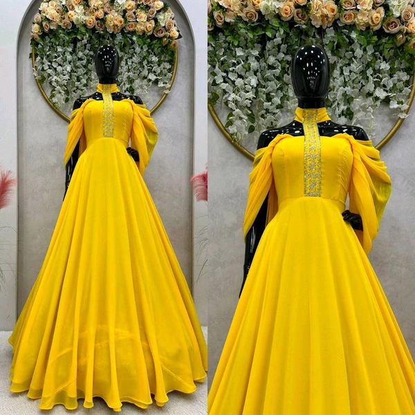 Looking for this same colour beautiful Designer Padded Gown - Corn, L