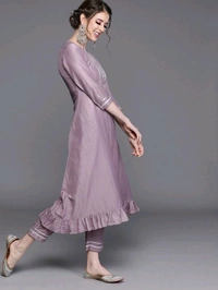 Women Beige Gotta Patti Kurta with Trousers & With Dupatta - Bouquet, 3XL