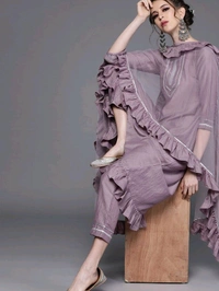 Women Beige Gotta Patti Kurta with Trousers & With Dupatta - Bouquet, 4XL