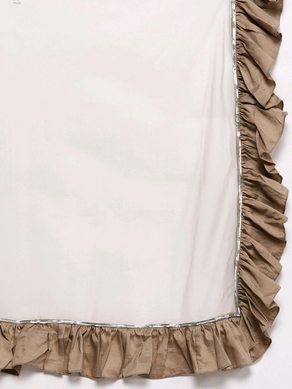 Women Beige Gotta Patti Kurta with Trousers & With Dupatta - Quicksand, 6XL