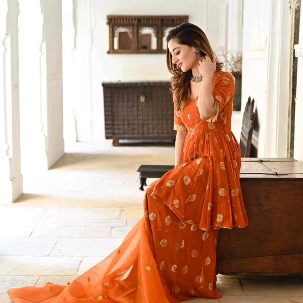 Women Viscose Rayon Kurta. Sharara Dupatta Set - Flamingo, 6XL